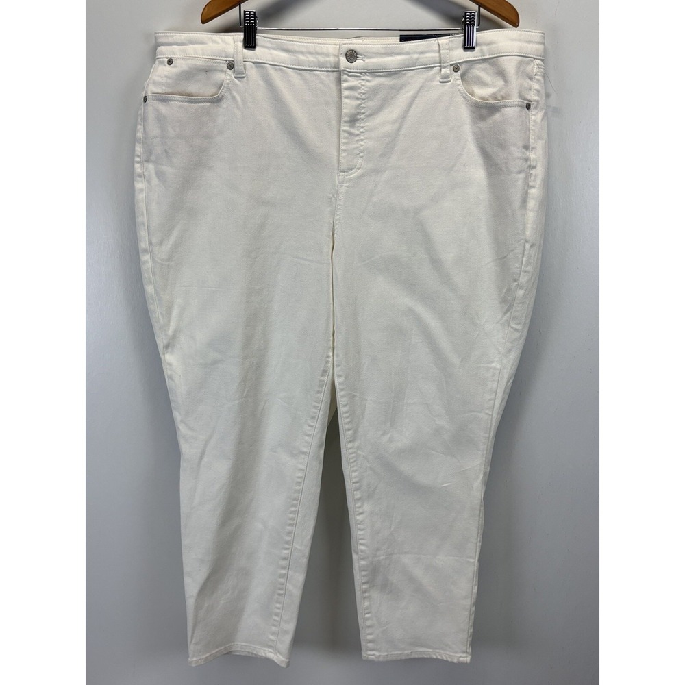 NEW! Talbots Flawless Slim Ankle Jeans Sz 24W Plus White Women's